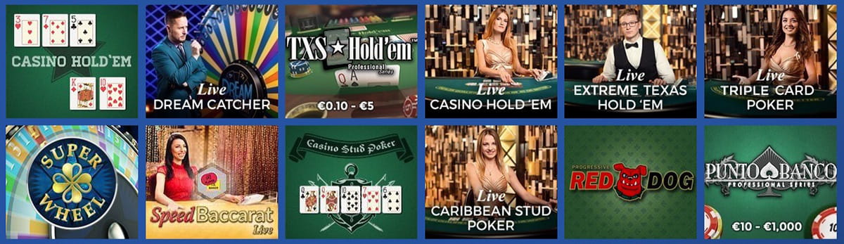Variert utvalg bordspill hos Casino Heroes.